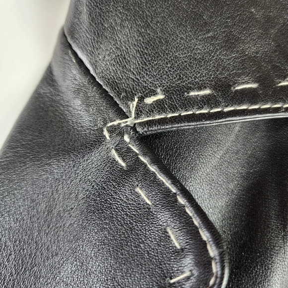 Danier Black Leather Jacket Moto Style Buckle Flap Pockets XL Super Soft - Picture 13 of 14